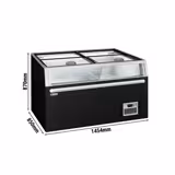 Commercial supermarket freezer island - 1454 mm - 402 litres - with 2 sliding glass doors - black