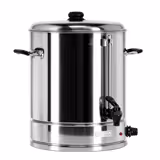 Commercial Manual Fill Hot Water Urn - 21L - 3kW - Adjustable Thermostat 30–110°C - Stainless Steel - with Dispensing Tap - Ideal for Mulled Wine