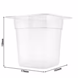 (6 pièces) Bac en Polypropylène - GN 1/6 - Translucide - 2,2 L - Hauteur : 150 mm