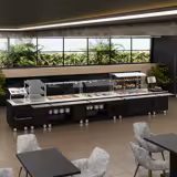 Banco per Buffet caldo DANZIG - 1300 mm - per 3x GN 1/1 - con scorrivassoio - nero