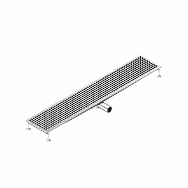 RVS afvoergoot - 1650x300mm - lage inbouwhoogte & zijuitlaat - DN70