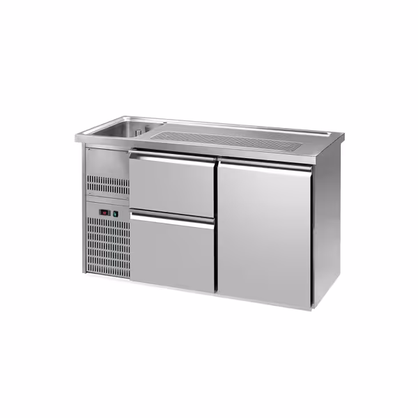 Juomakaappi PREMIUM PLUS - 1550x700 mm - 1 ovi & 2 vetolaatikot - tiskin alle - kiertoilma