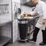 Sack holder - Mobile - 80L - Ø390mm, 840(H)mm - with foot pedal & slow-closing lid, liner retainer, castors - Stainless steel