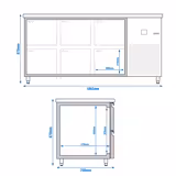 Koelwerkbank PREMIUM - 1865x700mm - met 6 laden