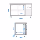 Koelwerkbank PREMIUM - 1400x700mm - met 4 lades