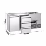 منضدة البار PREMIUM - 1950x700mm - 1 باب للعربات الحرارية & 3 أدراج