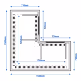 Vitrine Refrigerada Panorâmica MADRID - 735L - 1500mm - Vidro duplo - quadrado - com 2 prateleiras de vidro - portas traseiras de batente - para pastelaria - Preto mate