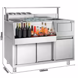 Table de préparation pour cocktails - inox - 1200x720 mm - avec 2 portes coulissantes
