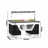 Büfé pult hideg BELFAST - 1600mm - hűtőtálcával és görgőkkel - 4x GN 1/1-hez