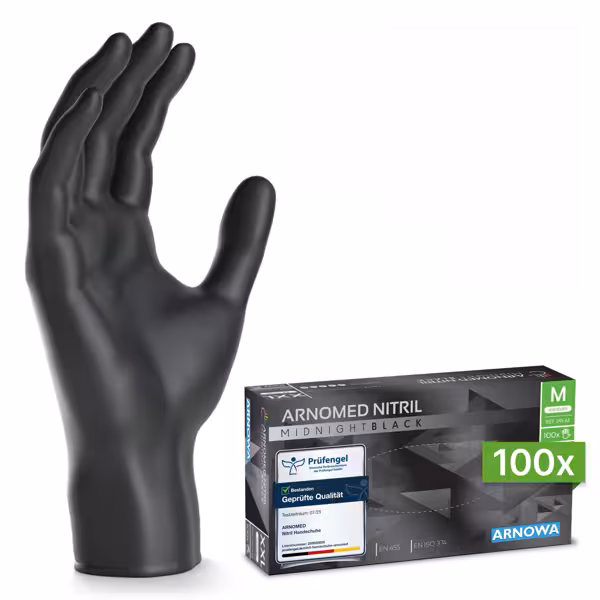 (10 stuks) ARNOWA | Wegwerpnitril handschoenen - 100 stuks - Maat M - Zwart