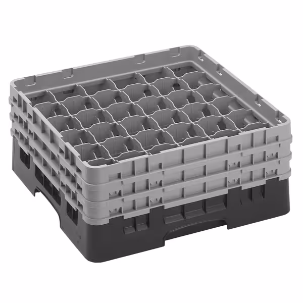 CAMBRO | CAMRACK® - Lasipesukori 1/1 - 36 lokeroa - 3 jatko-osalla - 500x500mm - Musta