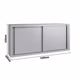 Armário de parede em aço inoxidável ECO - 1600mm - com porta deslizante - 650mm de altura