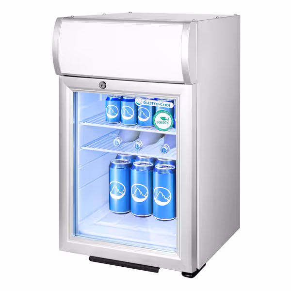 GASTRO-COOL | Frigorífico minibar - 430 mm - 62 litros - com 1 porta de vidro e iluminação LED - prateado