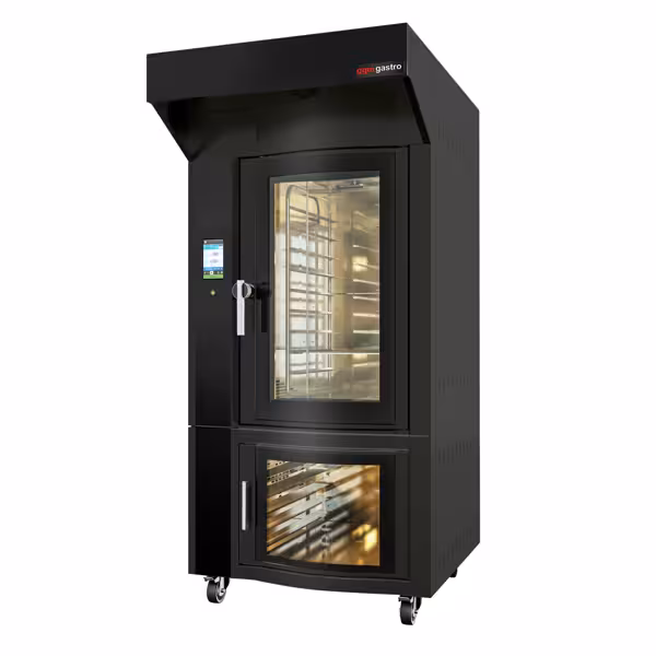 Four à convection rotatif pour boulangerie avec fonction vapeur – Touch – 10x EN 600x400 – avec hotte & chambre de fermentation
