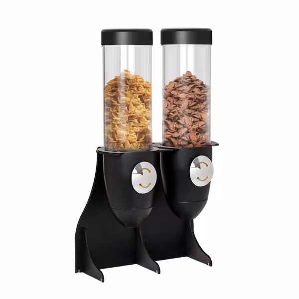 Graandispenser - dubbel - roterend - Ø115mm - zwart - met draaisysteem - RVS standaard