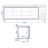 Koelwerkbank PREMIUM PLUS - 2452x700mm - met 12 lades - opstand