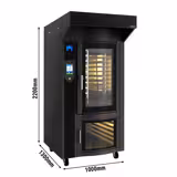 Roterende Bakkerij heteluchtoven met vochtinjectie - Touchscreen - 10x EN 600x400 - Zwart - incl. afzuigkap & rijskast
