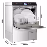 Lave-vaisselle professionnel - Panier 50x50cm - Commandes électroniques - 3,55kW - avec pompe de vidange + pompes doseuses détergent et liquide de rinçage