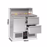 Frigorifico Saladette / mesa de preparação PREMIUM 0,9 x 0,7 m- com 1 porta 2 gavetas 1/2