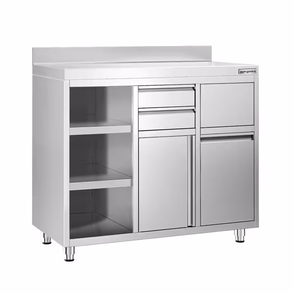 Koffiemachine onderkast RVS werkkast [KOPENHAGEN] - 1292x600mm - met 1 deuren - met achteropstand