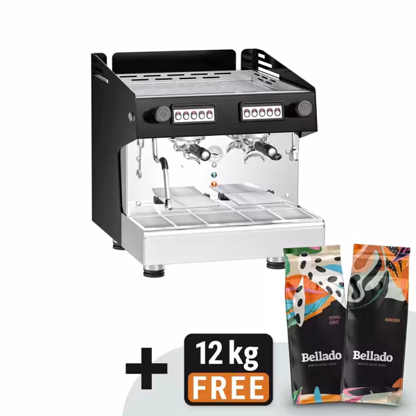 Máquina de café expresso Compact - 2 grupos - com visor digital - incl. Sistema de pré-infusão & 1 lança de vapor