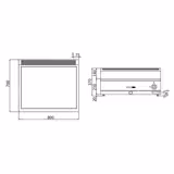 Bain-marie électrique – 2,4 kW – 2 × GN 1/1 ou 4 × GN 1/2 – avec soubassement incluant 2 portes