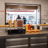 Hot Dog Steamer / Würstchenwärmer - 1,1 kW - mit 4 Heizdornen für Brötchen