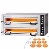 Cuptor pizza electric (vatră din șamotă) - 1462x1360x720 mm - 9+9 x Ø 34 cm - până la 450 °C - Control manual (analogic)