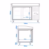 Pizzawerkbank ECO - 1500x800mm - granieten werkblad - met 2 deuren