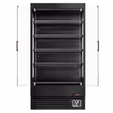 Wandkoelmeubel - 1002mm - 440 liter - met 2 glazen draaideuren & 4 schappen - zwart