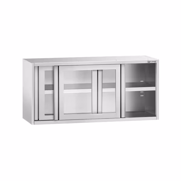 RVS wandkast - 1400x400mm - met glazen schuifdeur - 650mm hoog