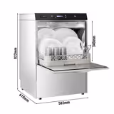 Lave-vaisselle professionnel - Double paroi - Panier 50x50cm - Commandes électroniques - 3,9kW - avec adoucisseur intégré - avec pompes doseuses détergent et liquide de rinçage