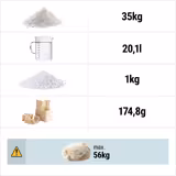 Taikinakone - 60 l / 56 kg - 2-nopeuksinen - kiinteä kulho ja pyörät - ajastin - 400 V