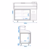 Pizzakylbänk PREMIUM PLUS - 1490x700mm - 6 lådor - inkl. kylränna - 6x GN 1/4