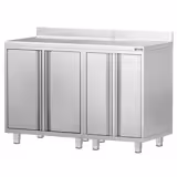 Armário de trabalho - para máquina de café - 1400x600mm - com 4 portas de batente - com aba traseira 100mm