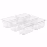 (6 pièces) Bac en Polycarbonate GN 1/4 - Transparent - Hauteur : 150 mm