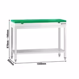 Nerezový pracovní stůl PREMIUM - 1000x800 mm - se spodní policí - vč. zelené krájecí desky