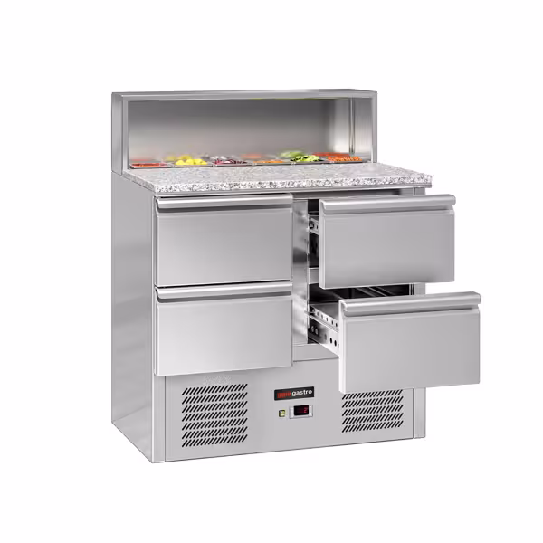 Saladette ECO - 903mm - 4 Schubladen - mit Edelstahlaufsatz für 5x GN 1/6
