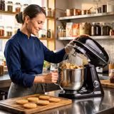 Batedeira planetária profissional - 7 litros - 350W - inclui 3 acessórios de mistura - Preto mate