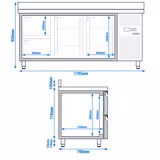 Commercial Counter Fridge ECO - 1795x700mm - with 2 doors - 2 drawers - with upstand - capacity 417 litres