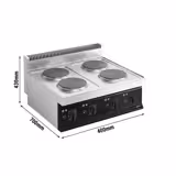 Mașină de gătit electrică profesională - seria 700 - 800x700x(H)430 mm - aparat de banc/pentru masă - 20 kW - 4 plite rotunde