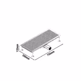 Canalina di scarico a pavimento professionale in acciaio inox - 750x300mm - a basso profilo con uscita laterale - Ø70mm