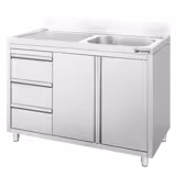 Spülschrank ECO - 1200x600mm - 3 Schubladen - & 1 Becken rechts