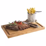 (6 bucăți) Masă de servit - OAK - 370x250mm - incl. canelură pentru suc și adâncitură pentru coș de servit 40601#6