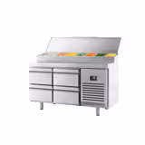 Commercial Saladette Prep Counter Slimline - 1468x600mm - with 4 Drawers - topper for 8x GN 1/4
