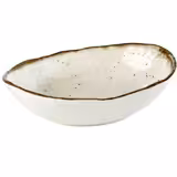 (6 pz) Ciotola - STONE ART - in Melamina - 1,2L - ovale - 285x210x75mm - Bianco/Marrone