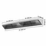 Commercial Wall-Mounted Extraction Canopy - with Motor - 3000mm - with Baffle Filters & LED Lighting