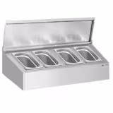 Commercial Condiment Holder - 4x GN 1/4 - with Pans & Lids