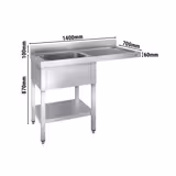 Astianpesukoneen allaskaappi - 1400x700mm - 1 allas vasemmalla