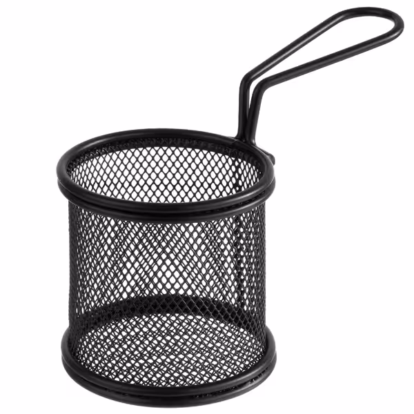 (6 stuks) Frietmandje SNACKHOLDER - RVS - 80x80x75mm - zwart